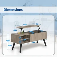 Lift Top Coffee Table with Hidden Compartment - Modern Living Room Dining Table with Rising Tabletop Lifttop Desk for Apartment 2