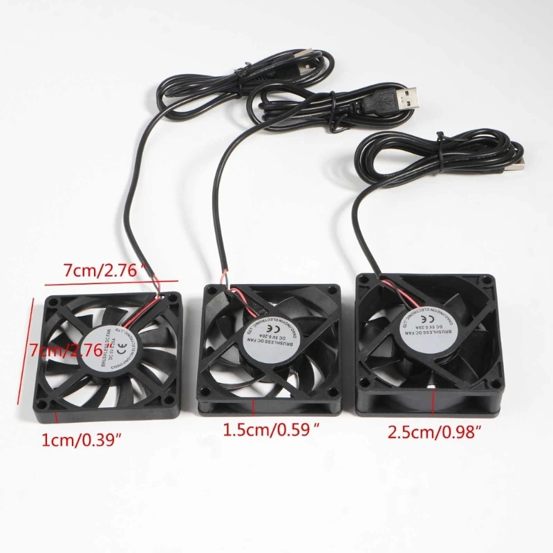 PC 선풍기 쿨러 방열판 배기 CPU 냉각 선풍기 교체, DC 5V USB 커넥터, 이중 볼 베어링 선풍기, 70x70mm 7025 7015 7010
