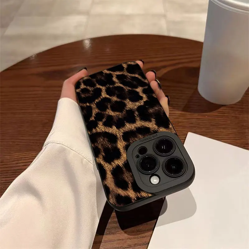 Chic Brown Black Leopard Print Shockproof Phone Case Cover