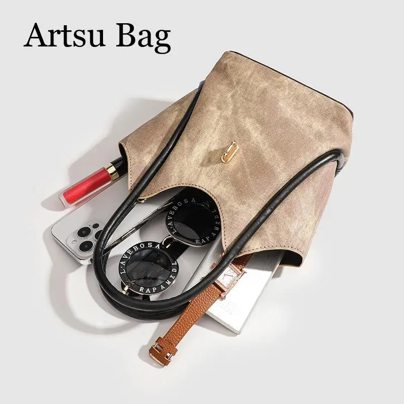2024 New High Quality Bucket Bag Women's Versatile Large Capacity Tote Handbag Simple Shoulder Crossbody Bag