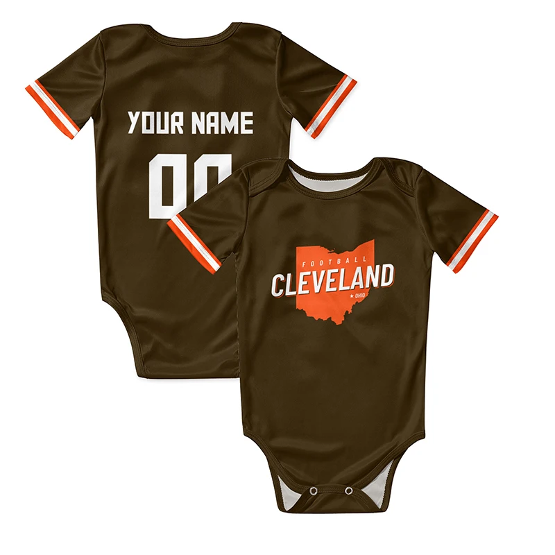 American Football Fans Newborn Clothes Baby Romper Sublimation Blanks Brown Rugby Playsuit New Born Overalls Infant Wear