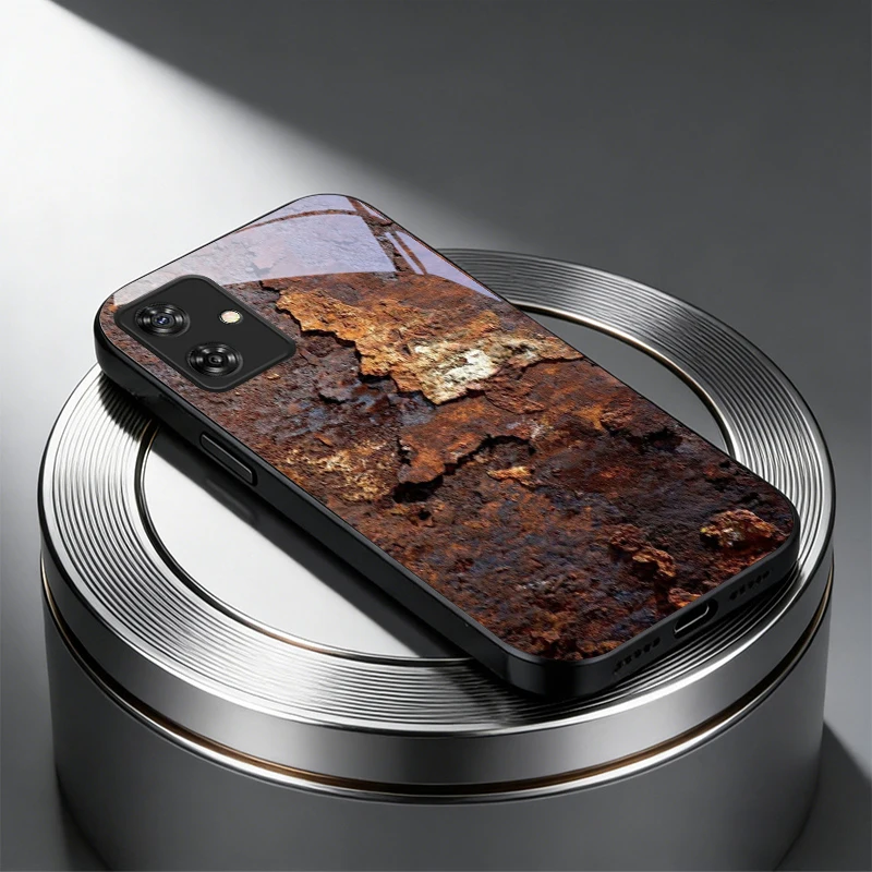 Rust Texture Black Glass Phone Case Cover