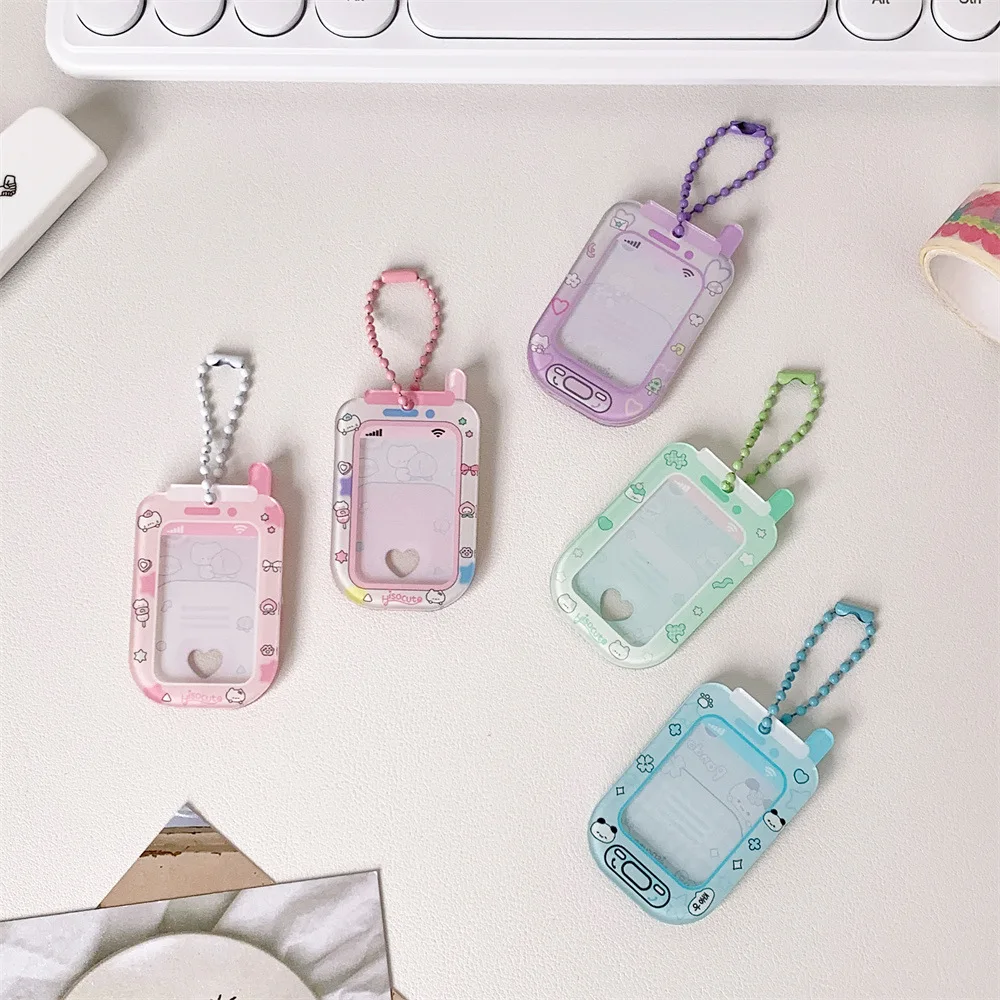Kawaii Ins Star Acrylic Mobile Phone Shape 1 inch Photocard Holder Card Wallet Idol Photo Holder Bag Pendant School Stationery