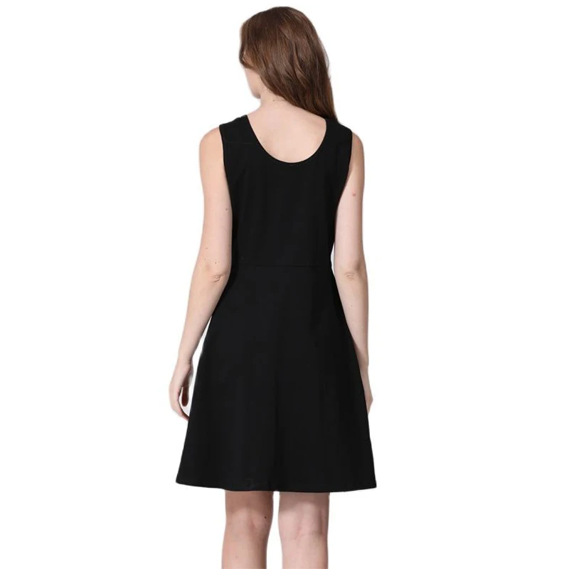 Women\'s Pregnancy Sleeveless Nursing Pleat Dress Maternity Dress Zipper Breastfeeding Clothes Knee Length Pregnancy Dresses