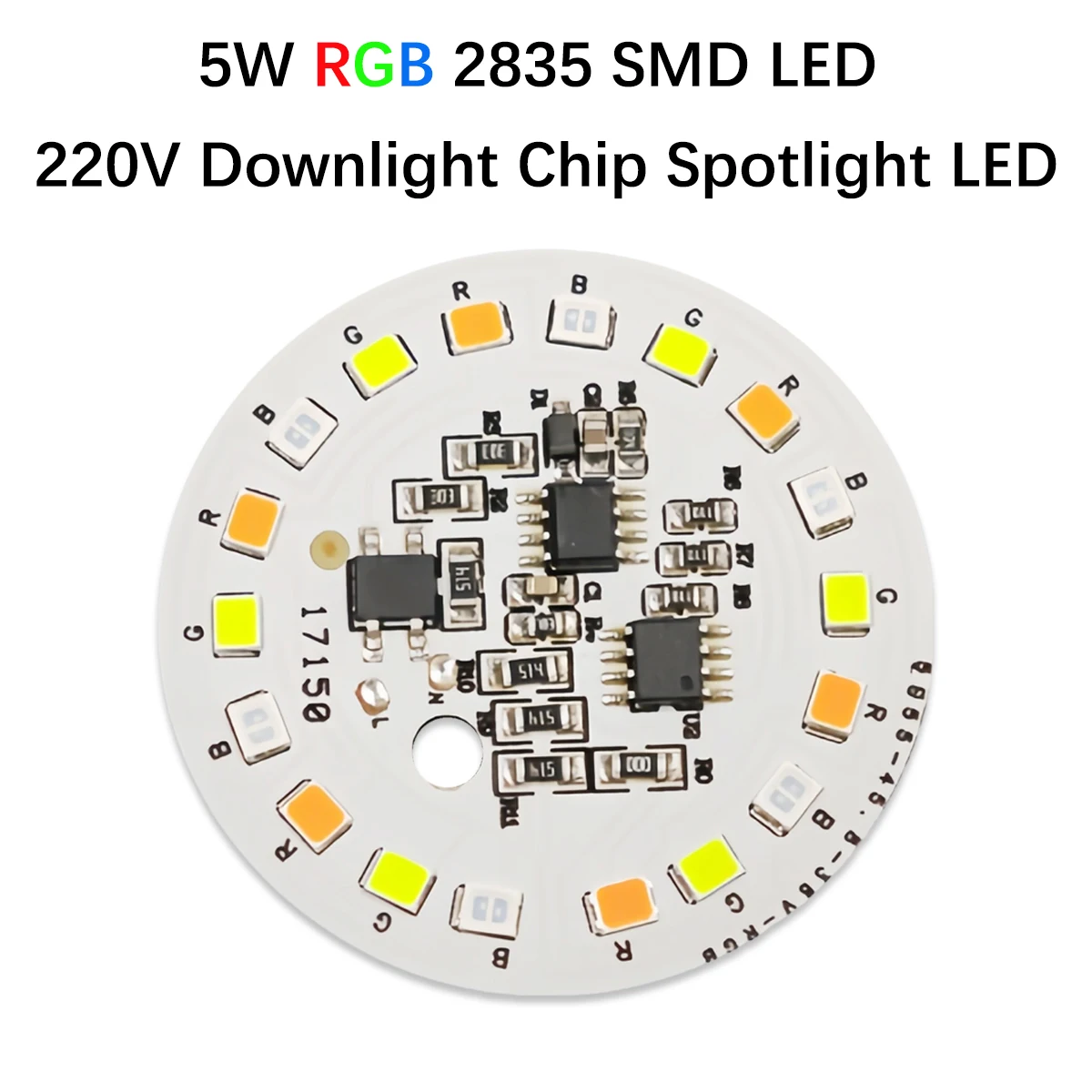 5PCS DiscolorationHigh power LED beads 220V 5W RGB light board for ...