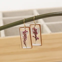 Unique Dried Flower Earrings Creative Epoxy Resin Earrings With Flower Inside Natural Pressed Flower Earring Statement Jewelry