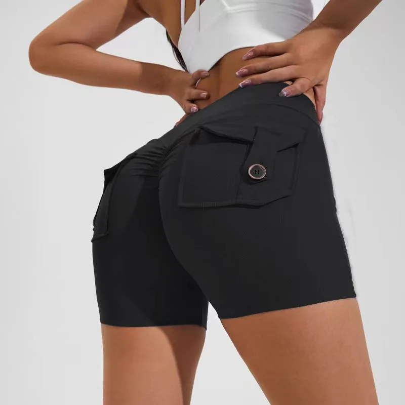 Hotty Hot Short Nude High Waist Peach Butt Sport With Pocket Woman Yoga Shorts For Legging Gym Training Cycling Outdoor Run Pant