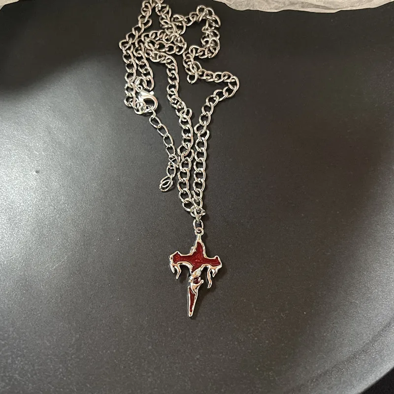 New Gothic Punk Cross Barbed Thorns Pendant Chain Choker
