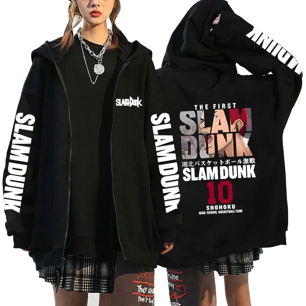 

Slam Dunk Long Sleeved Sweatshirts Anime SLAM DUNK Jacket Y2k Oversized Print Jackets Sakuragi Hanamichi Sweatshirt Zipup Hoodie