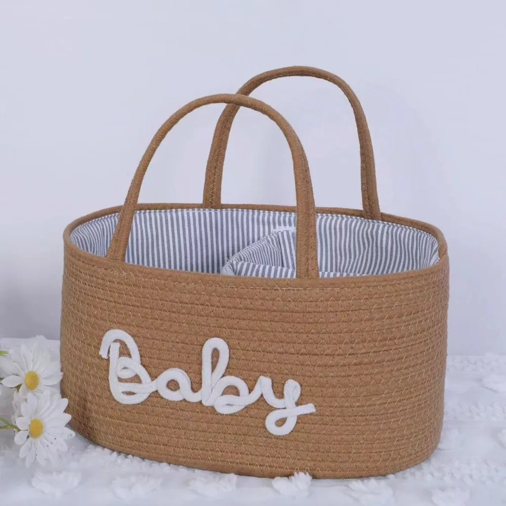 Large Capacity Baby Nappy Organiser Cotton Rope Portable Diaper Storage Bag Foldable Versatile Cosmetics Storage for Newborn