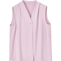 Chemisier sans manches en mousseline SENTUBILA pour femme, nouvelle collection été 2026, col en V droit, tenue de travail professionnelle, vêtements pour femme Q52VA0079 6