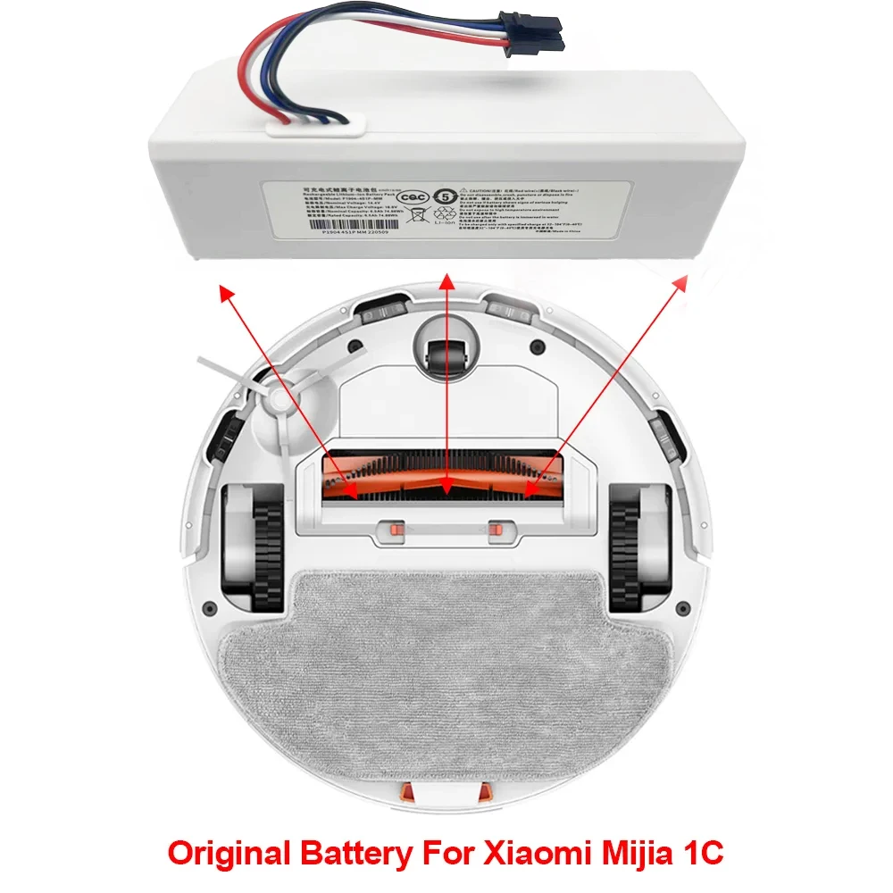 NEW 14.4V 12800mah P1904-4S1P-MM Battery For Xiaomi Mijia 1C STYTJ01ZHM Robot Vacuum Mop Cleaner Accessories battery 3