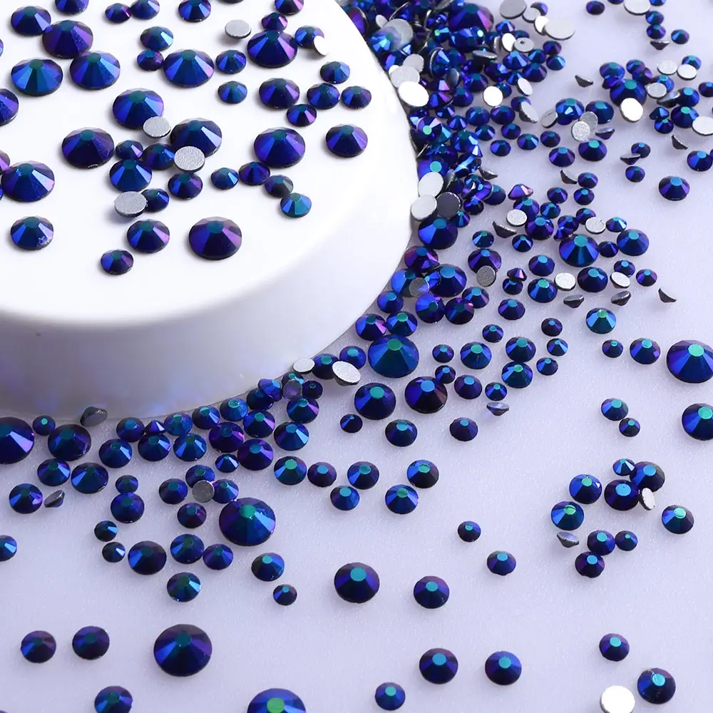 Versatile Mix Size Glitter Glass Rhinestones - Silver Bottom, Non-Hotfix, Perfect for Nail Art and Clothing Embellishment