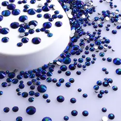 Versatile Mix Size Glitter Glass Rhinestones - Silver Bottom, Non - Hotfix, Perfect for Nail Art and Clothing Embellishment (Black AB)