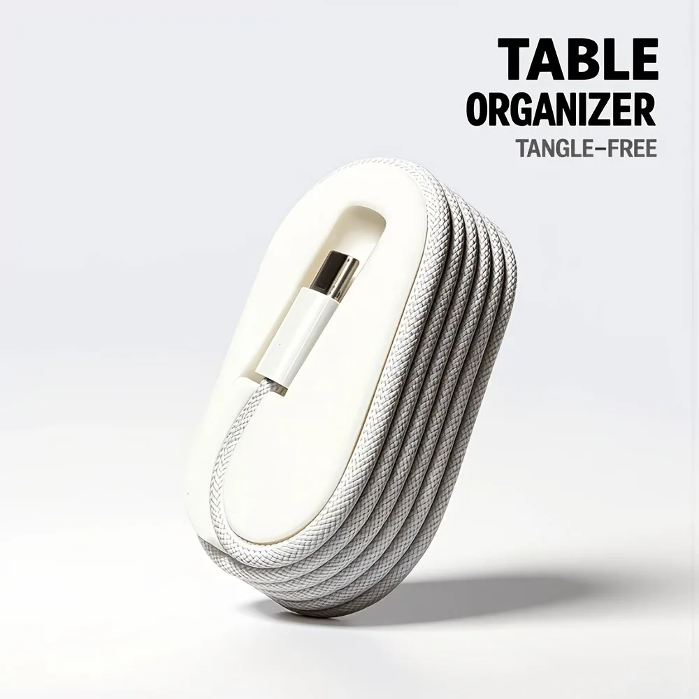 Compact Cable Organizer for Braided Data Cords - Portable Desktop Winder