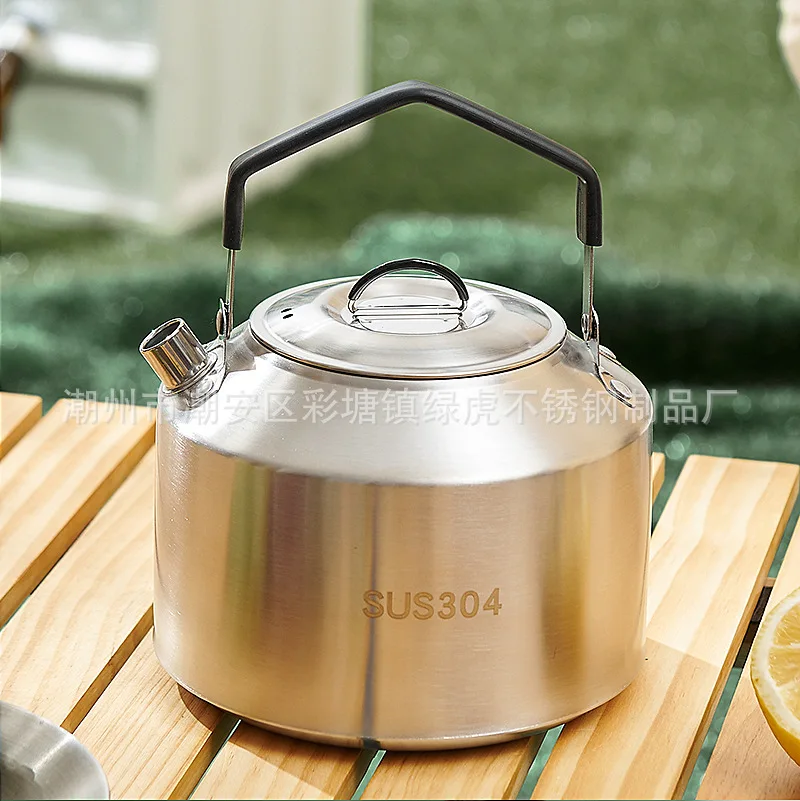 Large Capacity Outdoor Camping Kettle Coffee Pot 304 Stainless Steel Gas Tea Pot Bottle Kitchenware Frying Pan Grill BBQ