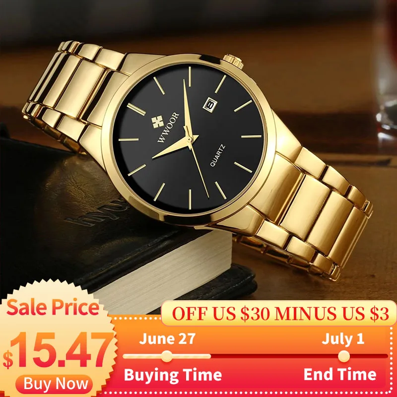 2021 WWOOR Men's Watch Top Brand Luxury Black Wrist watch Fashion Sports Chronograph steel Quartz Men Watches Relogio Masculino