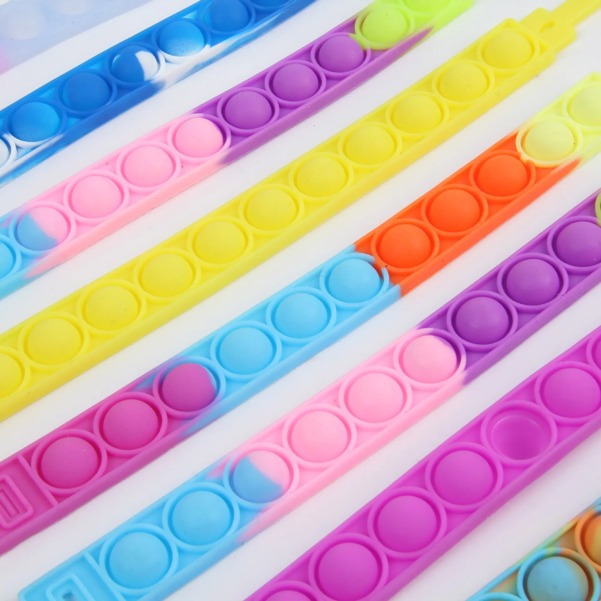 10Pcs Silicone World Bubble Decompression Bracelet Anti Stress Toy Colorful Silicone Bracelet Adult Kids Toy