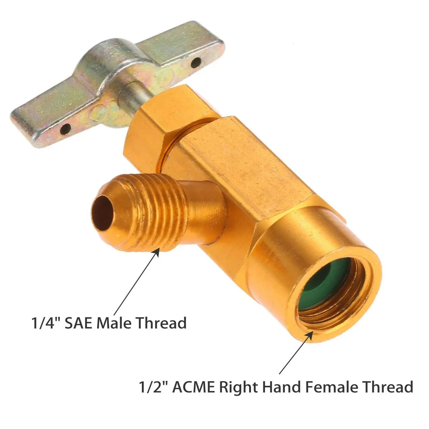 1/2" ACME Male To 1/4" SAE Female Refrigerant Air Con Adapter Connector Valve FM
