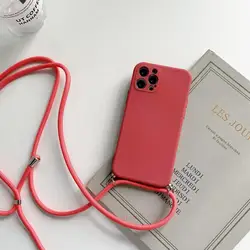 Versatile Crossbody Necklace Strap Lanyard Liquid Silicone Phone Case - Soft and Durable for A22 5G (Ytgs camellia red)
