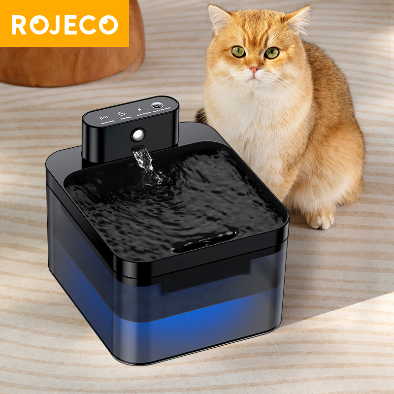 ROJECO Automatic Pet Water Fountain 2600mAh Wireless Cat Water Dispenser 2.2L Infrared Sensor Smart Dog Drinkier Filter Fountain