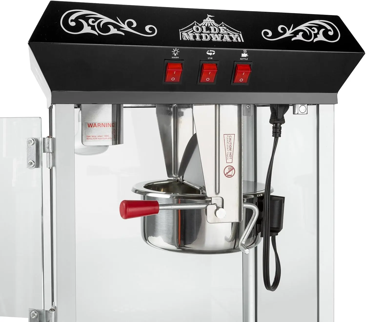 Midway Bar Style Popcorn Machine Maker Popper with 10-Ounce Kettle-Black