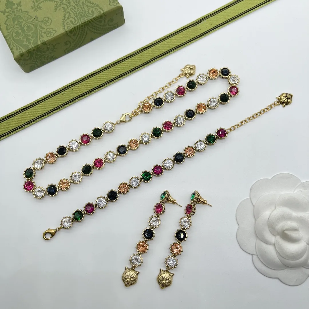 

European and American fashion colored zircon earrings, necklaces, bracelets