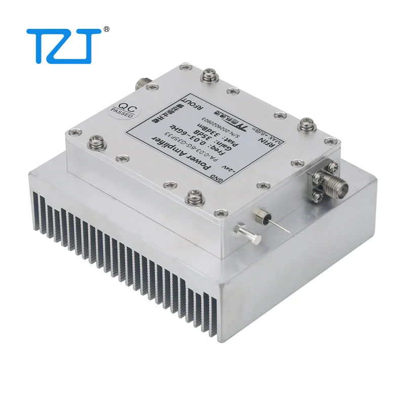 TZT 0.03-6GHz RF 전력 증폭기 35dB 고이득 2W 출력 RF 마이크로파 PA(SMA 암 커넥터 포함)