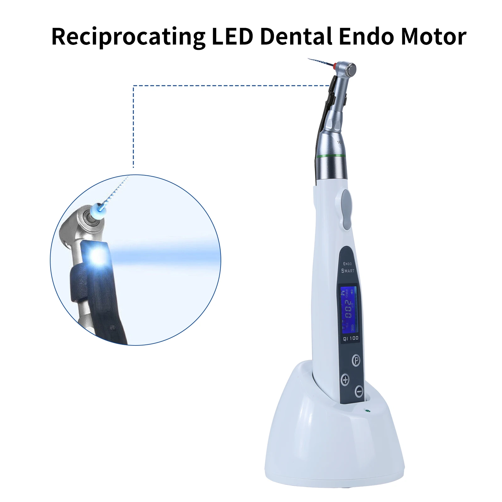 SANDENT Wireless Dental Endodontic Cordless LED Endo Motor 16:1 Contra Angle Handpiece with 9 Program Modes & Reciprocating