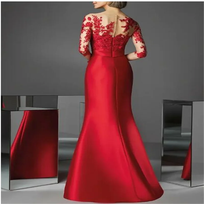 Mother Bride Dresses Women Party Dresses Red Mermaid Mother of the Bride Dresses for weddings Half Sleeves Formal Long Mom Gown Elegant Party Dresses for Women 2025