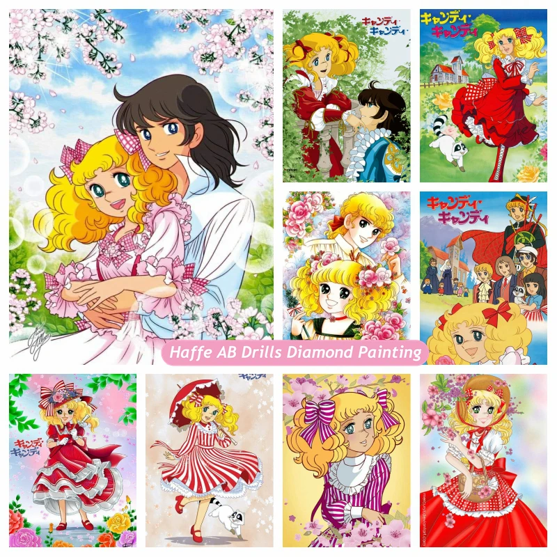 Diamond Painting 5d Japanese Anime Candy Beauty Cartoon Flower Girl AB Drill Mosaic Cross Stitch Handcraft Gift Home Decor
