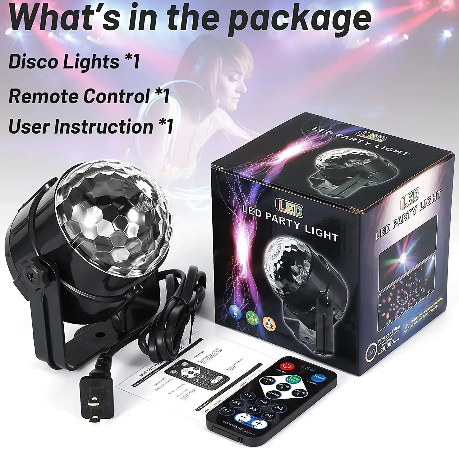 Disco Light Colorful Strobe Activated with Remote Control for Home Parties Wedding Bar