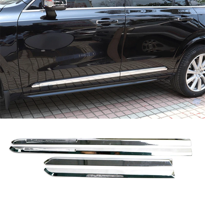 

For Volvo XC90 2016 2017 2018 2019 2020 2021 2022 2023 ABS Chrome Side Door Car Body Molding skirts scratch Cover Trim 4PCS