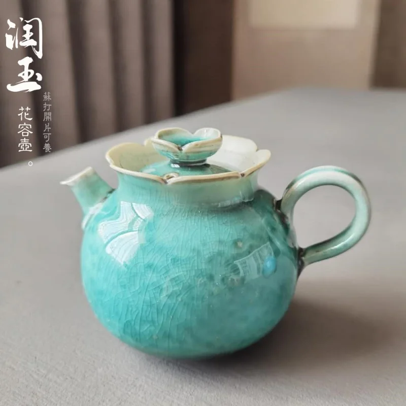 

Jingdezhen Ceramic Teapot Handmade Supportable Single Teapot Household Supportable Kung Fu Tea Set Gracked Glaze Soda Burning Te