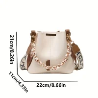 New Fashion Women's Shoulder Bag Large Capacity Ribbon Chain Bucket Bag Crossbody Bag Daily Commuting 3