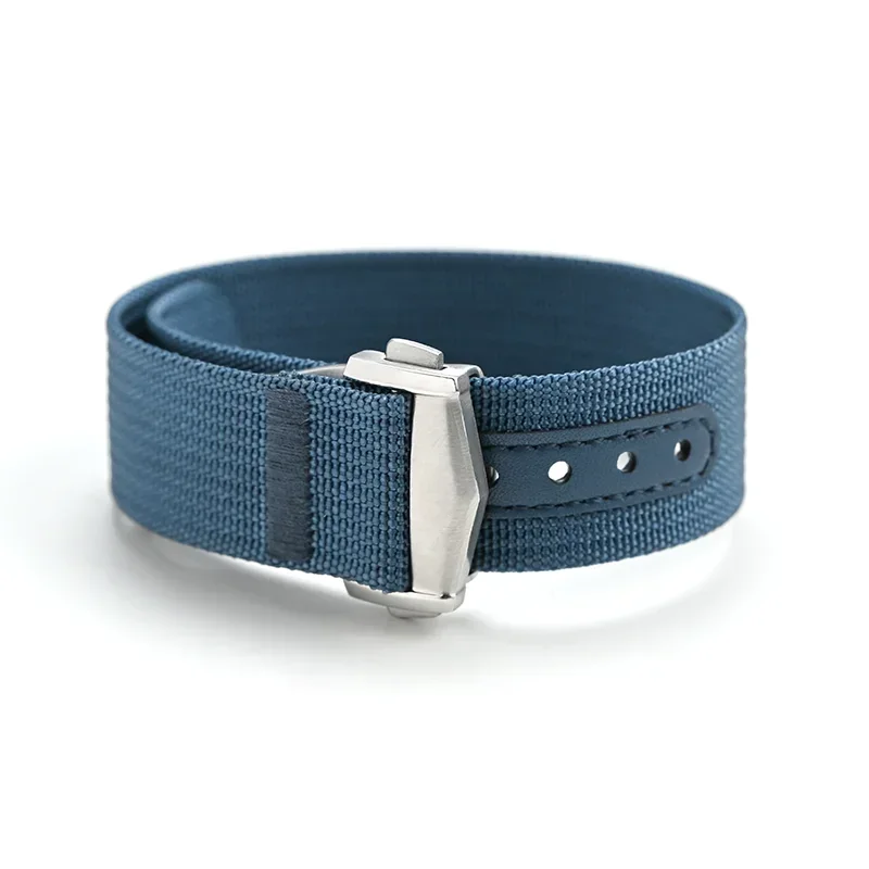 Versatile Ribbed Nylon Waterproof Watch Strap with Folding Buckle - Sporty & Stylish
