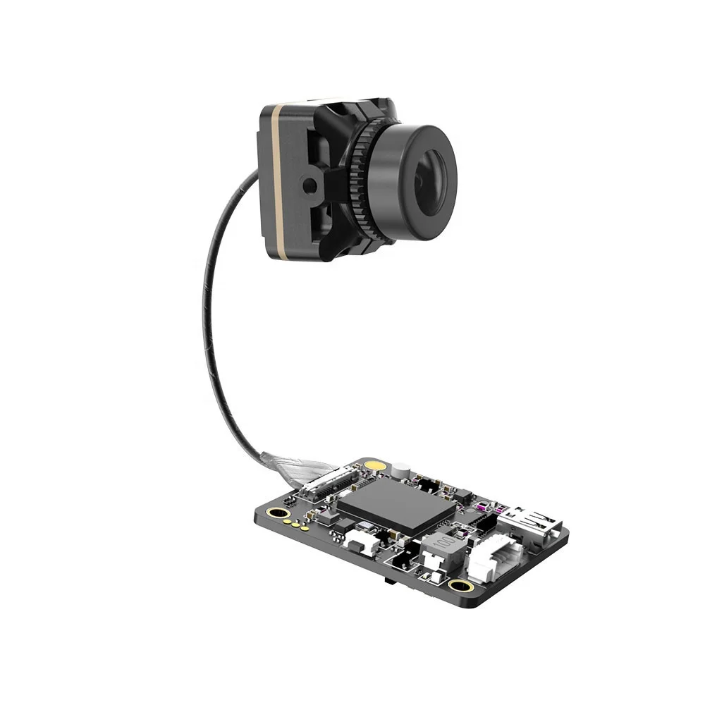 Image en contre-plongée de la Caméra RunCam Split-H HDMI 1080P 60Hz fixée sous un drone, prête pour le vol FPV.