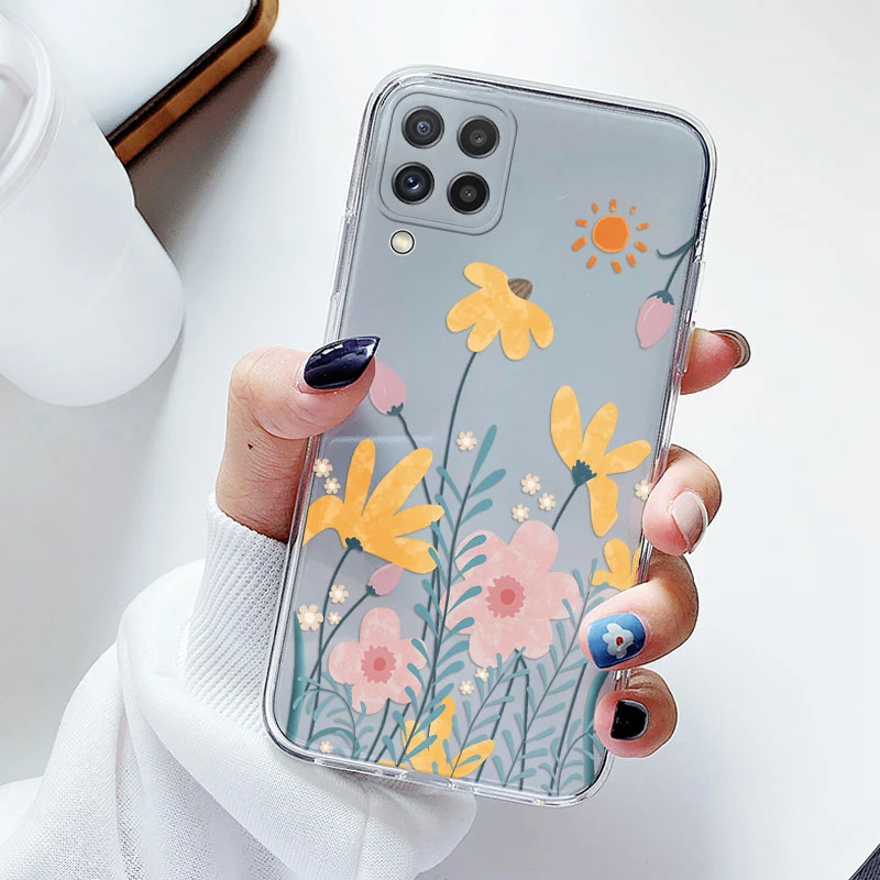 Floral Silicone Transparent Soft Phone Case with TPU Flower Design