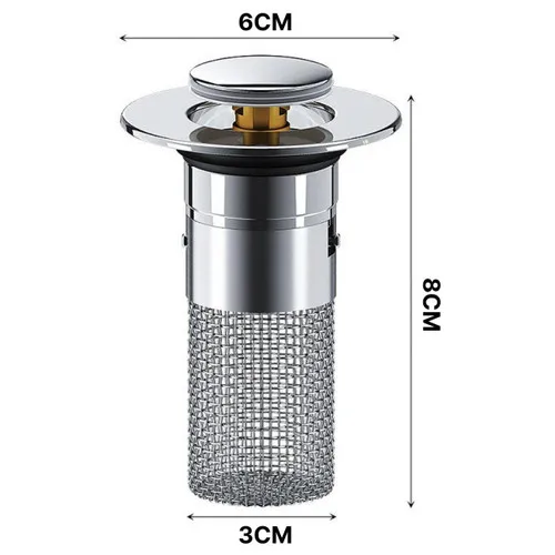 Customizable 1PCS Washbasin Leak Plug, Stainless Steel Odor Proof Bouncing Core, Press Type Sink Drain, Universal Accessory