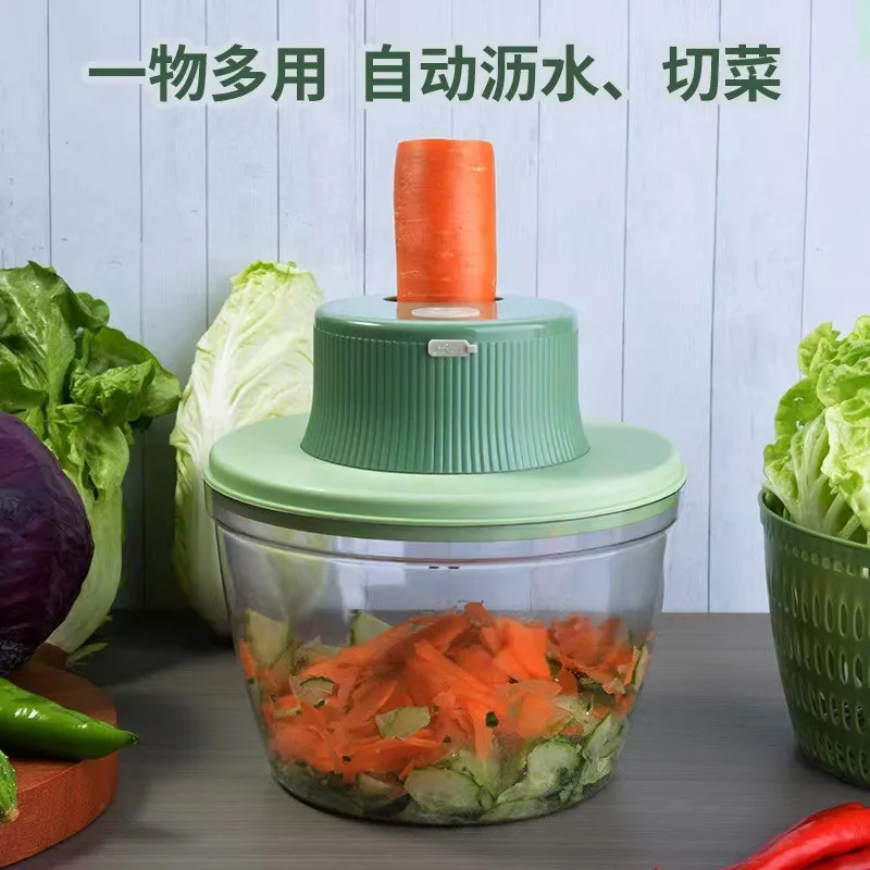 Multifunctional USB Electric Salad Spinner Dryer Vegetable Cutter Kitchen Accessories