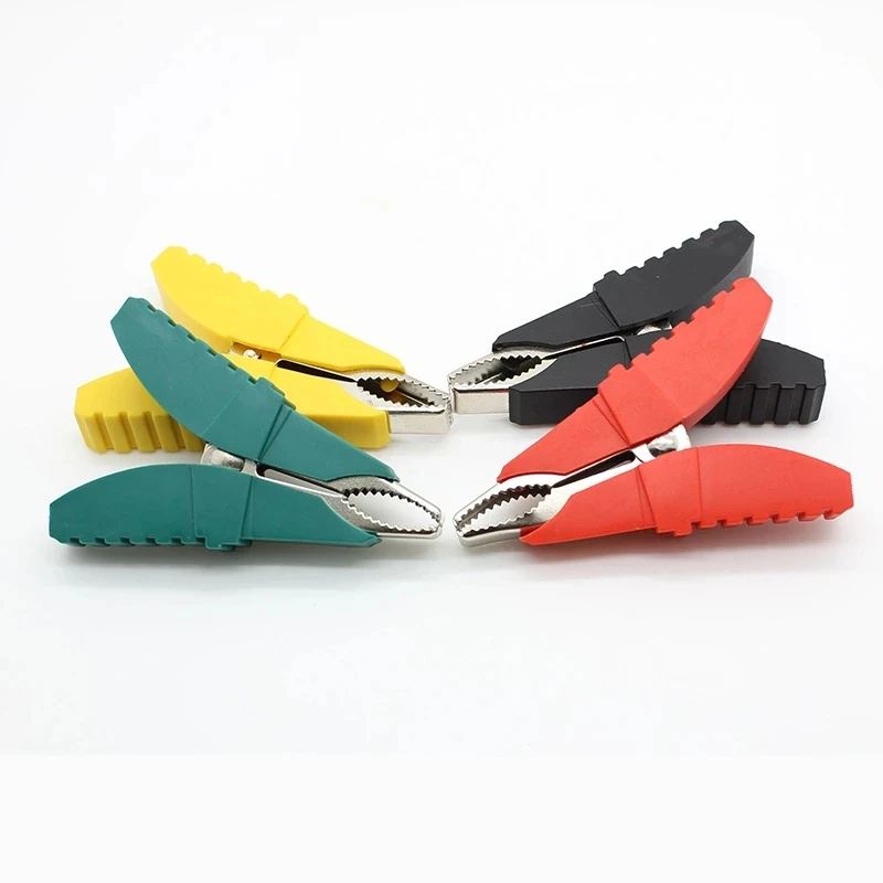 50A Stainless Steel Electronic Alligator Claw Car Battery Clamps Crocodile Tongs Wire Connectors Color Test Crocodile Clips alligator clips alligator clip adapter