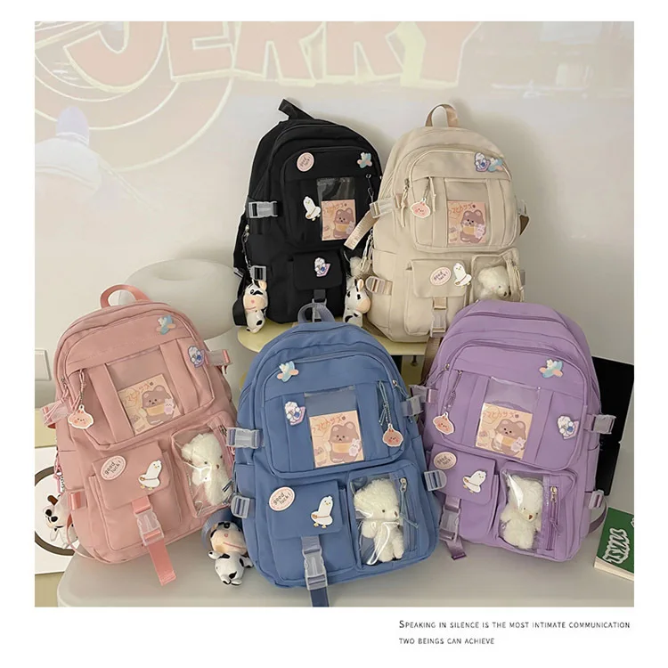 High Quality Korean Style Cute Bear Doll Backpack Large Capacity Sweet School Backpack for Junior High School Girls 1