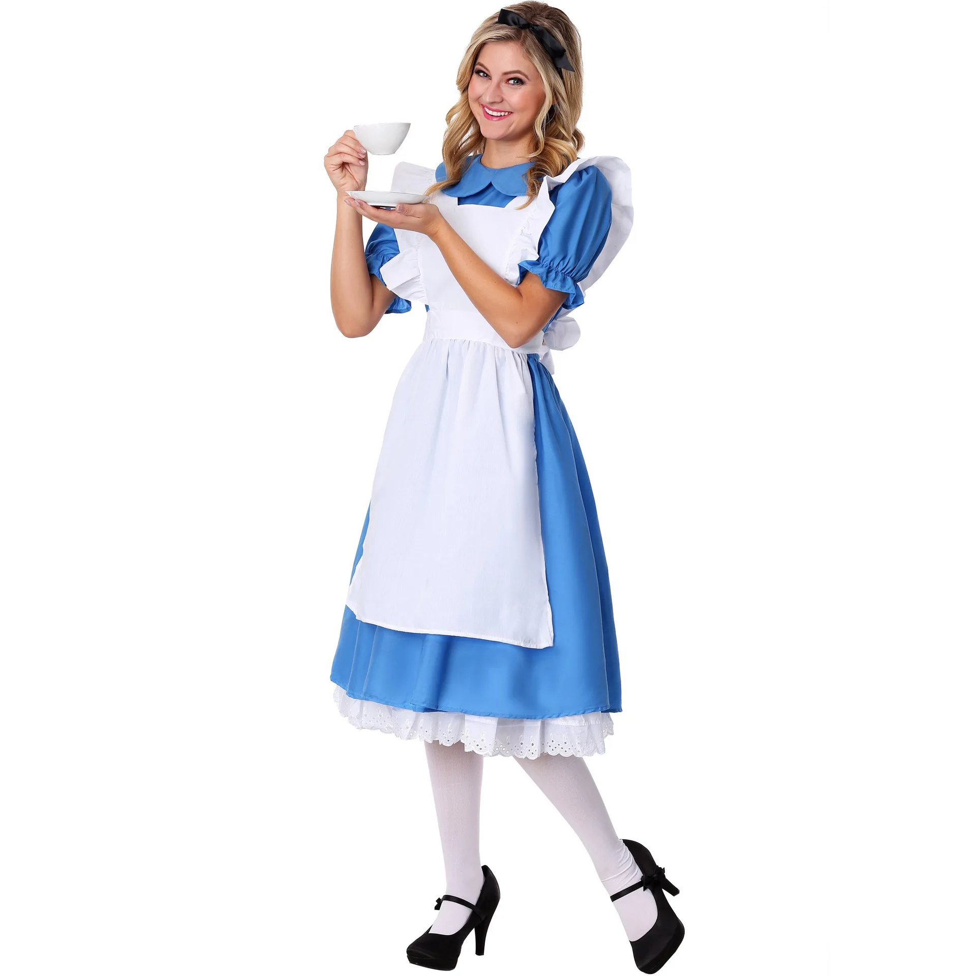 Women's Alice Wonderland Costume Adult Halloween Cosplay Lolita Maid Party Dress Up