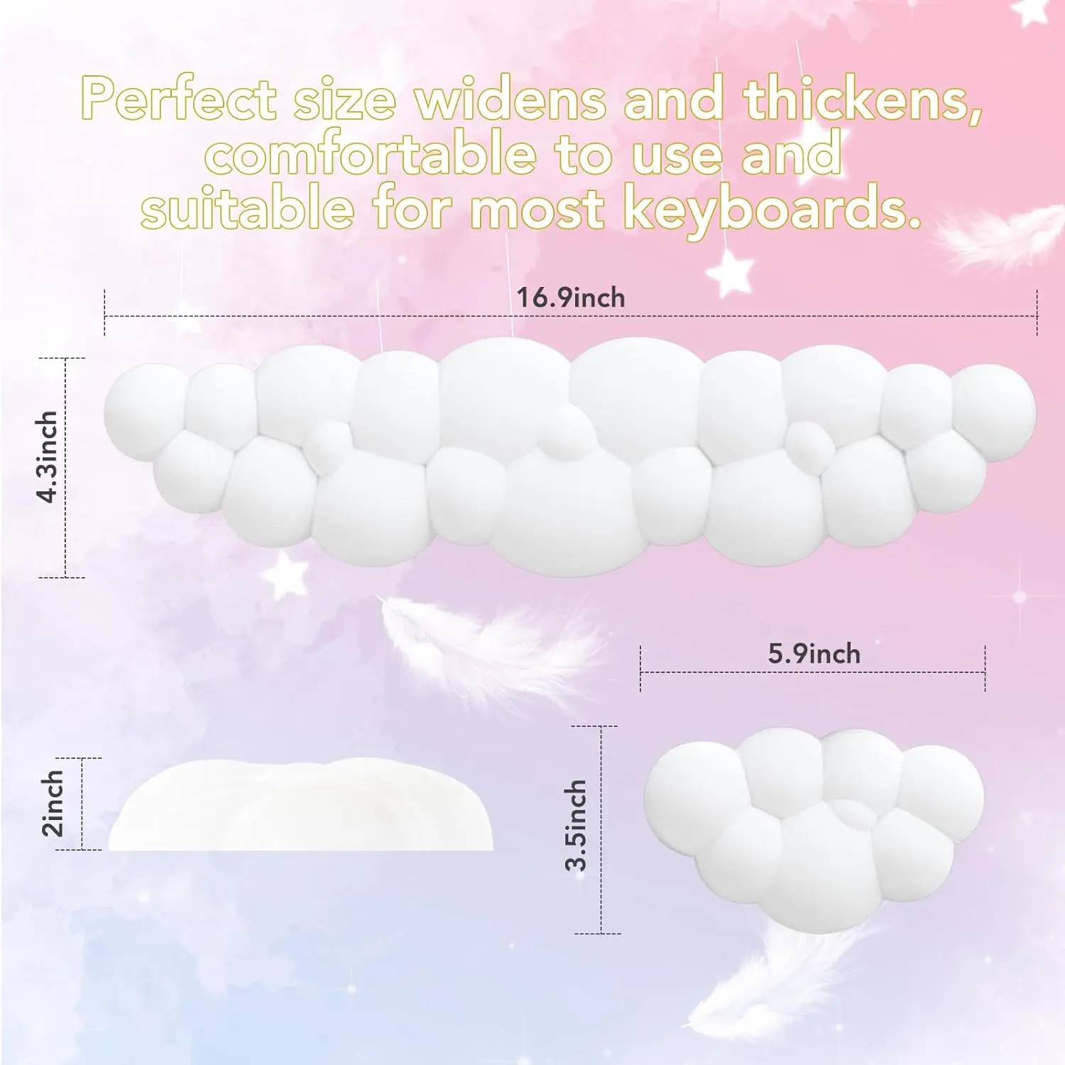 Keyboard Cloud Wrist Rest Memory Foam Keyboard Palm Rest Ergonomic Keyboard Pad Wrist Support for Pain Relief Mouse Pad Rest