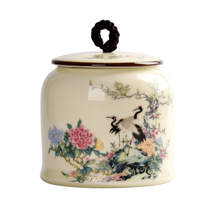 Chinese Vintage Ceramic Tea Caddy Multifunctional Storage Tea Pot Porcelain Sealed Jar Set Kitchen Container Tin Cans,tea tin box,tea canister