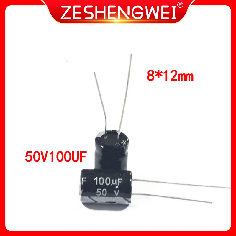 50PCS 50V100UF Aluminum Electrolytic Capacitor 100uF 50V 8*12mm NEW Electrolytic Capacitor Size：8x12 50pcs electrolytic capacitor 16v100uf 6 3 5 4mm smd aluminum electrolytic capacitor 100uf 16v