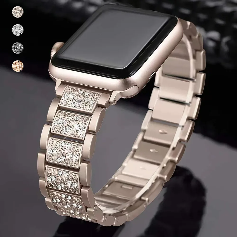 Elegant Diamond Bling Metal Strap Bracelet