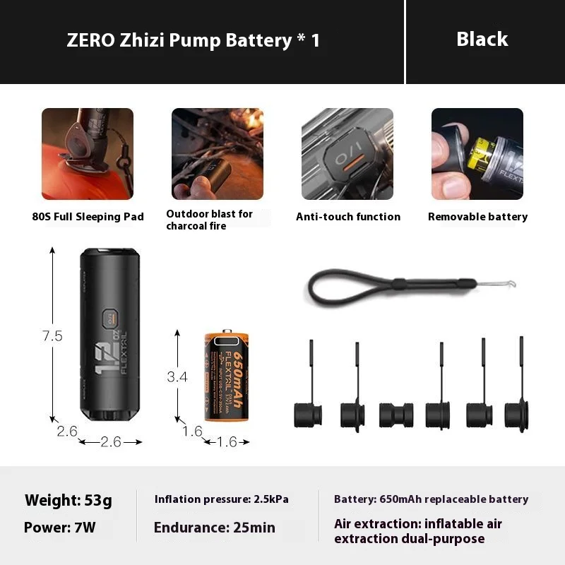 Flextail Zero Outdoor Ultra Lightweight Pump Hiking Carry-on Portable Mini Air Pump Inflat and Pumping with Rechargeable Battery