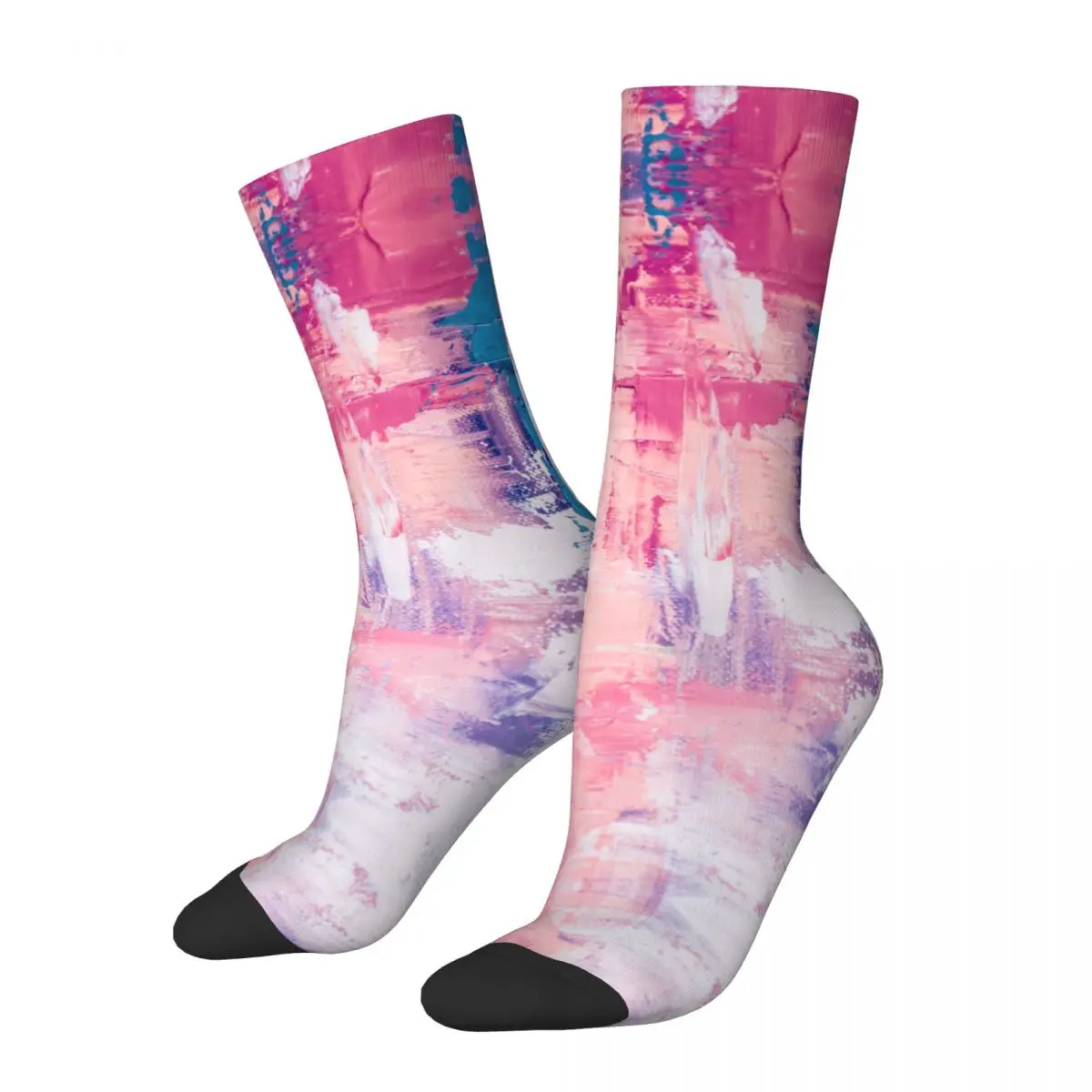 

Hand Drawn Painting Color Brushstrokes Basketball Socks Abstract Artist Artwork Spots of Paint Long Socks for Women Men