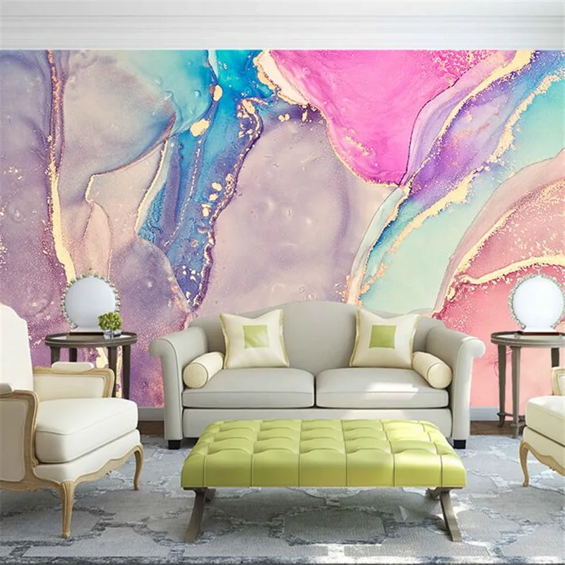 

Custom wallpaper mural modern nordic light luxury Colored marble tv background photo mural wall paper